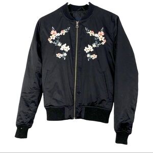 American Eagle Embroidered Bomber Black Jacket X-Small